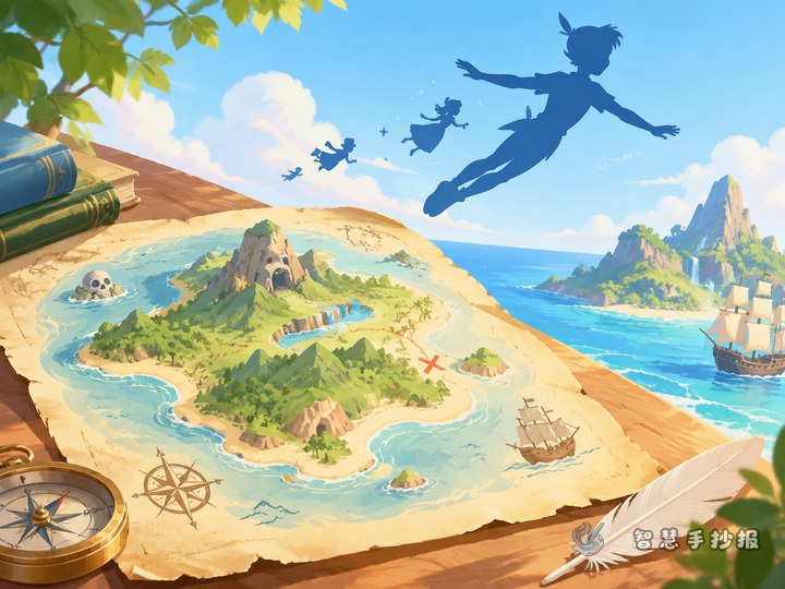 How to Design a Peter Pan Handwritten Newspaper: Neverland Map and Shadow Layout - Sketch Topic Cover
