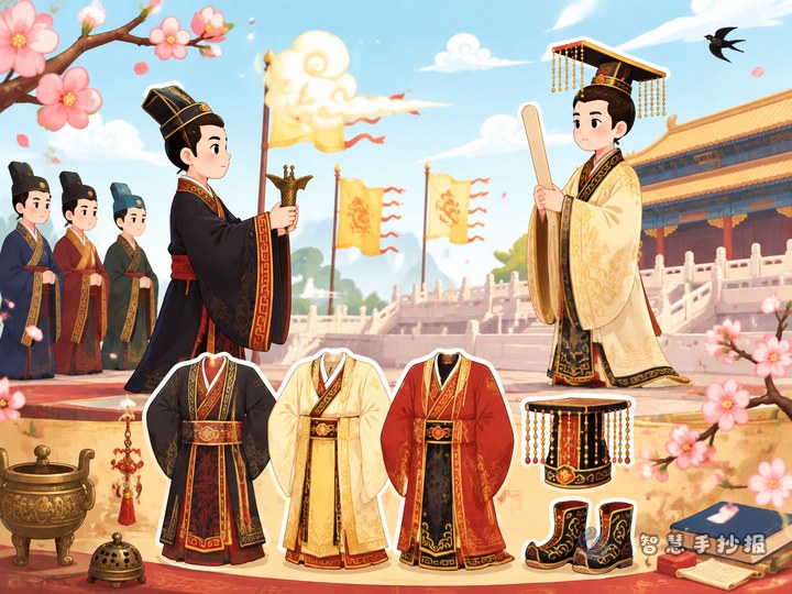 古代祭祀和朝会穿什么服饰？手抄报这样画 - 中国古代服饰礼制手抄报系列作品预览