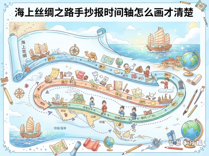 海上丝绸之路手抄报时间轴怎么画才清楚 - 相关内容封面