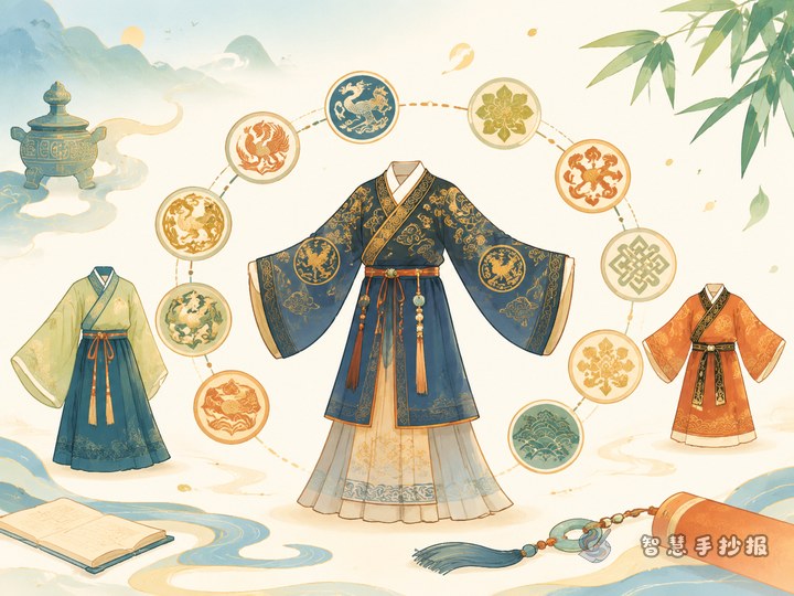 十二章纹主题手抄报怎么体现古代服饰礼制 - 中国古代服饰礼制手抄报系列作品预览