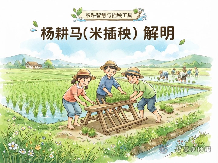 秧马是什么？水稻插秧工具手抄报怎么做 - 农耕工具与传统生产智慧手抄报系列作品预览