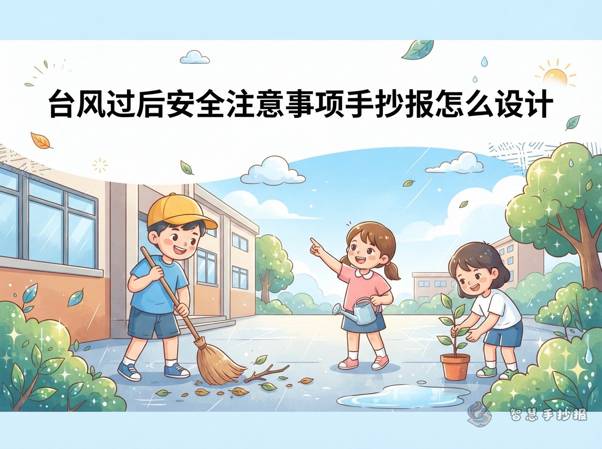 台风过后安全注意事项手抄报怎么设计 - 智慧手抄报专题封面图