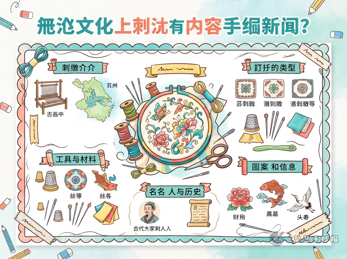 非遗刺绣手抄报可以写什么内容 - 智慧手抄报专题封面图