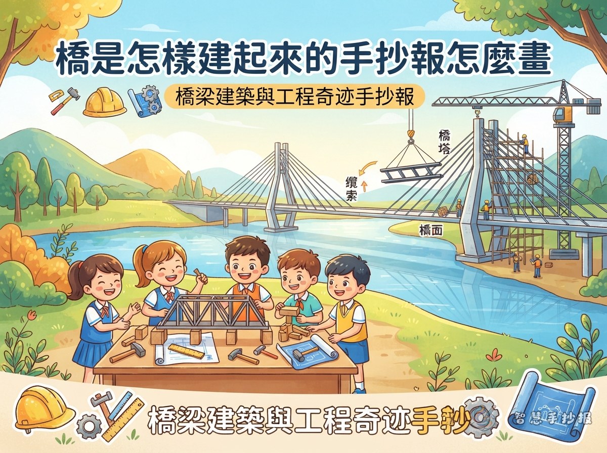 桥是怎样建起来的手抄报怎么画 - 智慧手抄报专题封面图
