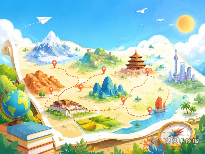 祖国山河手抄报能按旅游路线来设计吗 - 手抄报专题封面