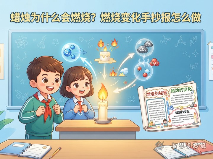 蜡烛为什么会燃烧？燃烧变化手抄报怎么做 - 相关内容封面