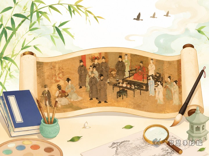 How to Make a Han Xizai's Night Revels Handwritten Newspaper - Preview of Ancient Chinese Paintings and Masterpieces Handwritten Newspaper series