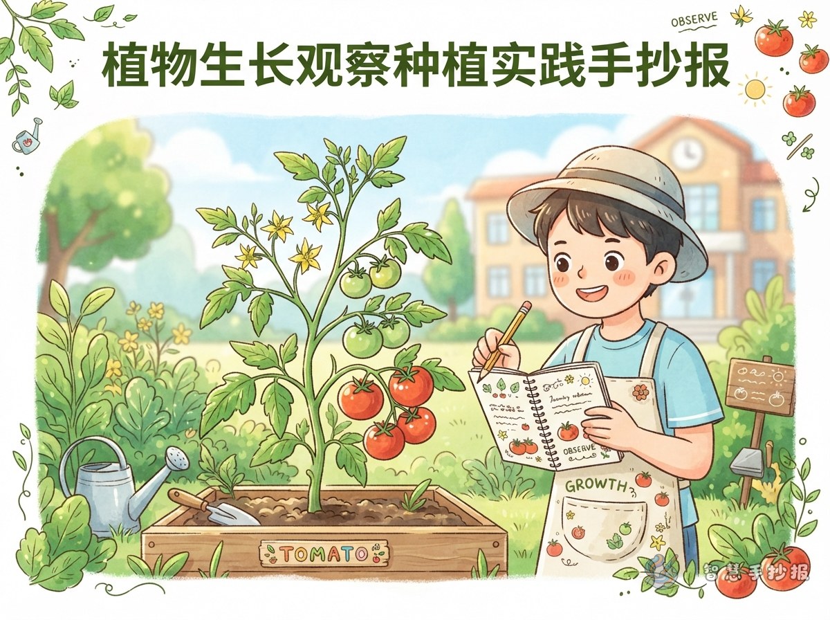 番茄种植观察手抄报怎么记录开花到结果的过程 - 智慧手抄报专题封面图