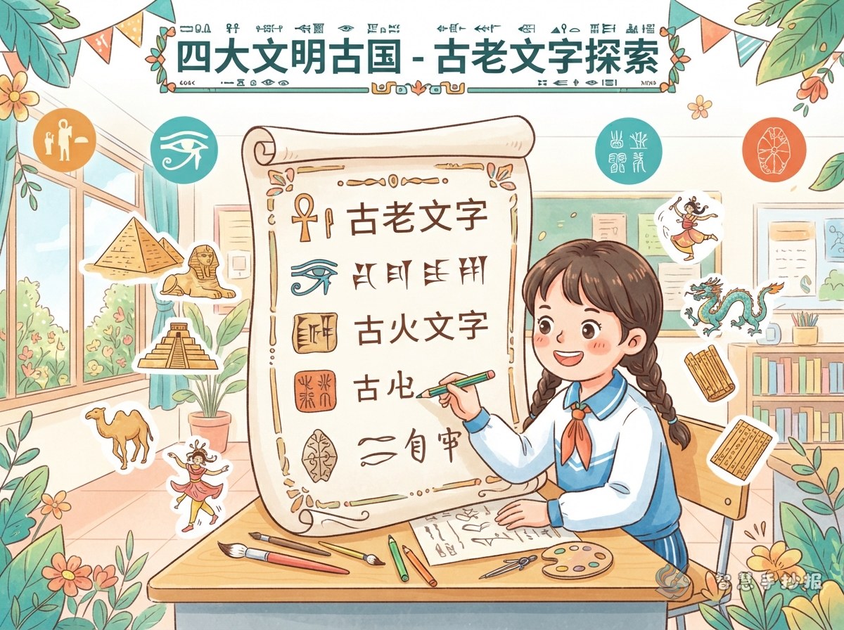 四大文明古国的古老文字手抄报怎么做 - 智慧手抄报专题封面图