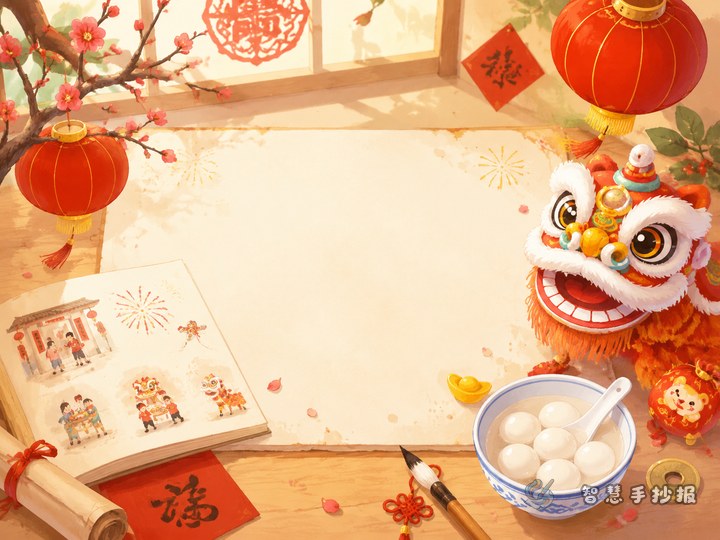 春节手抄报怎么写古诗、年俗和新年祝福 - 节日诗词与民俗传承手抄报系列作品预览