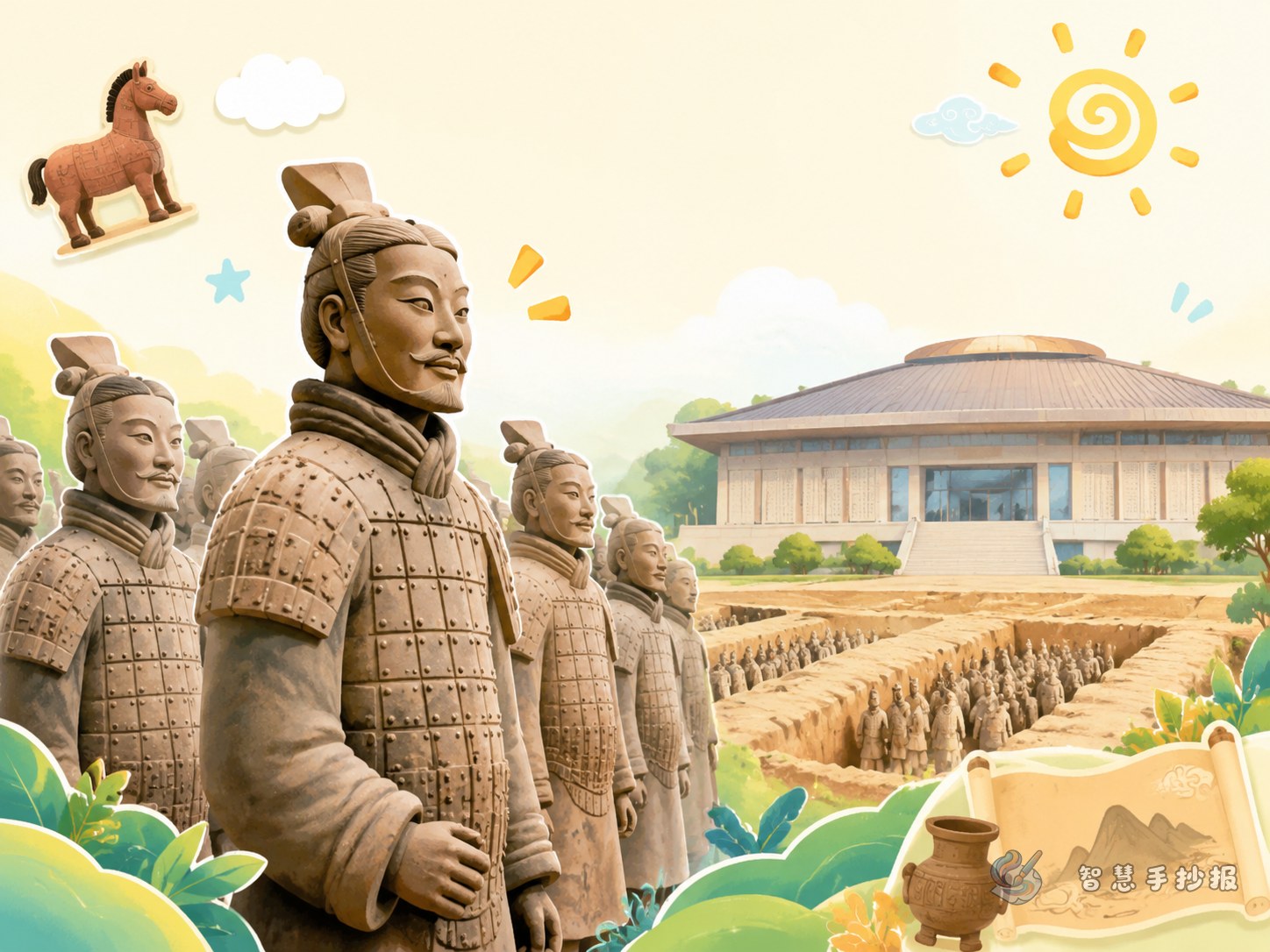 兵马俑为什么适合做博物馆手抄报？ - 智慧手抄报专题封面图