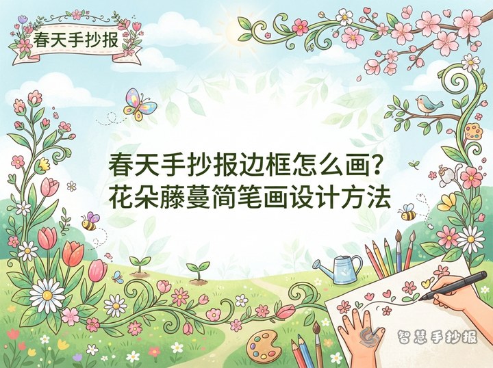 春天手抄报边框怎么画？花朵藤蔓简笔画设计方法 - 相关内容封面