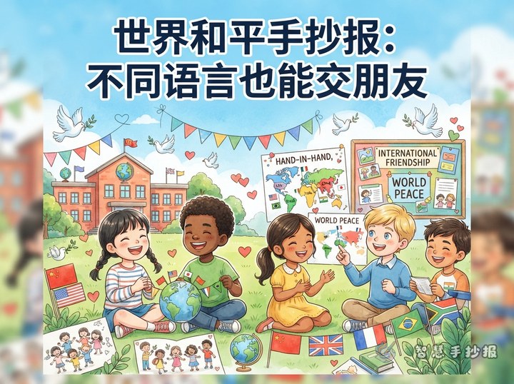 怎么画一张&ldquo;不同语言也能交朋友&rdquo;的世界和平手抄报？ - 相关内容封面