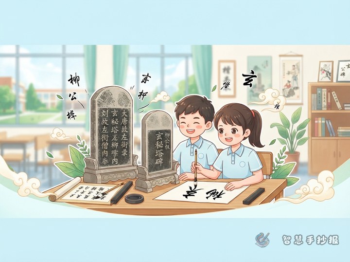 柳公权《玄秘塔碑》手抄报内容和版面怎么做 - 相关内容封面