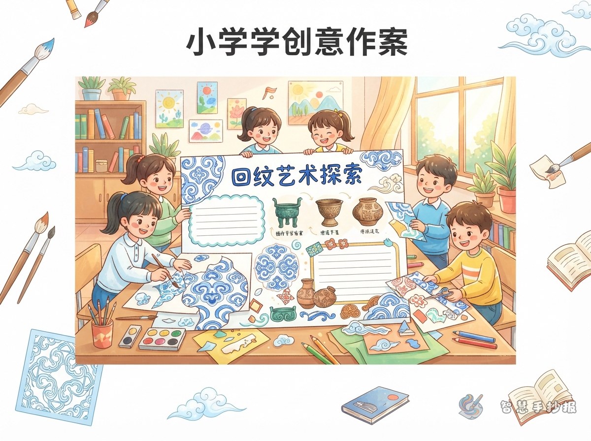 回纹手抄报可以写哪些内容又简单又有传统味 - 智慧手抄报专题封面图