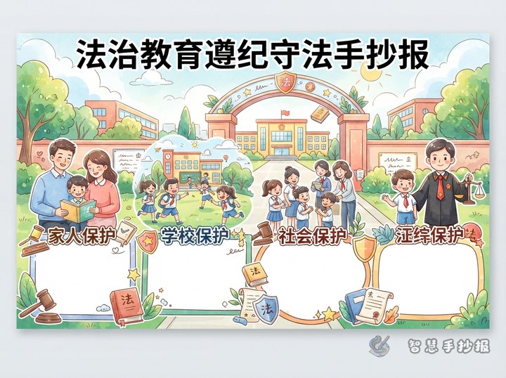 未成年人保护法手抄报怎么排版，四大保护栏目怎么写 - 相关内容封面