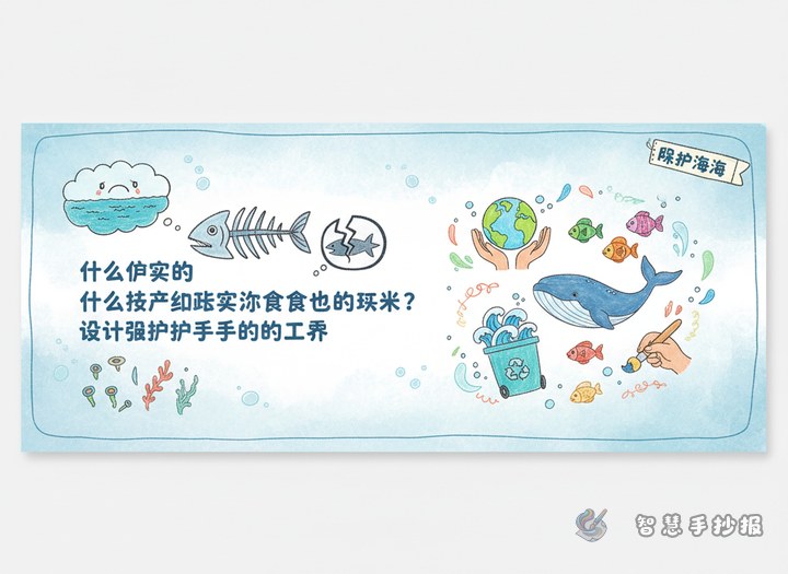 海洋食物链断了会怎样？保护海洋手抄报可以这样设计 - 相关内容封面