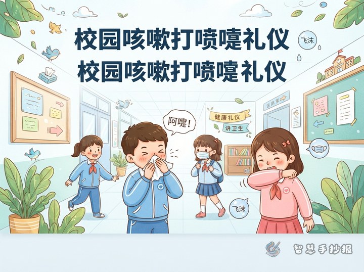 校园咳嗽打喷嚏礼仪手抄报怎么设计，内容素材有哪些 - 相关内容封面