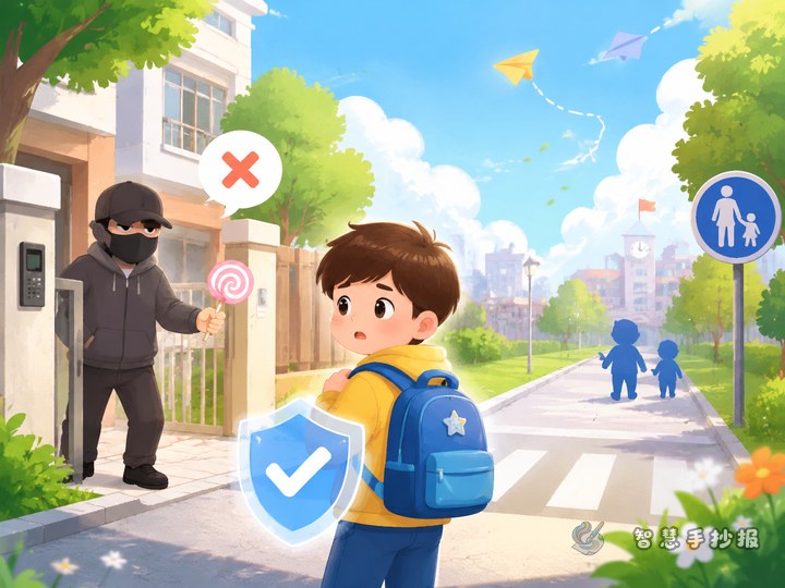 一个人在小区楼下和上学路上怎么防拐防走失手抄报 - 相关内容封面