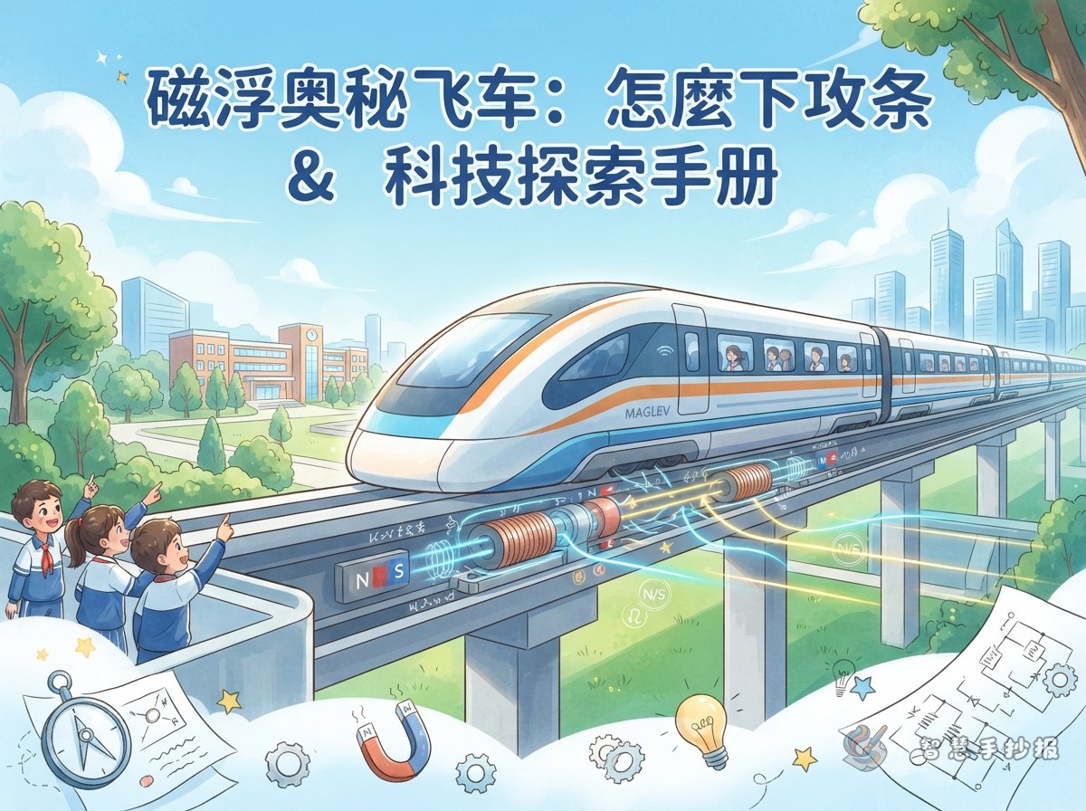 磁悬浮列车怎样悬浮？科技探索手抄报这样做 - 智慧手抄报专题封面图