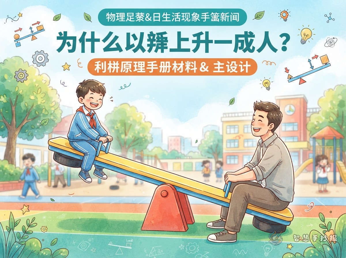 跷跷板为什么能撬起大人？杠杆原理手抄报素材与栏目设计 - 智慧手抄报专题封面图