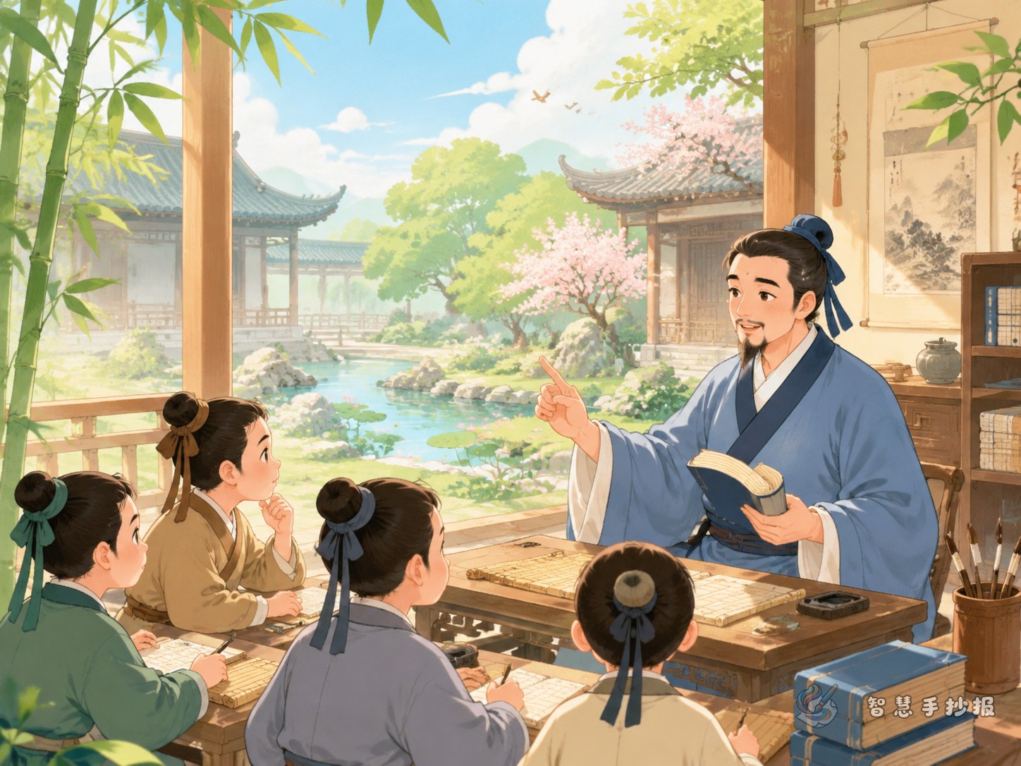 古代书院里的师生问答手抄报怎么设计 - 智慧手抄报专题封面图