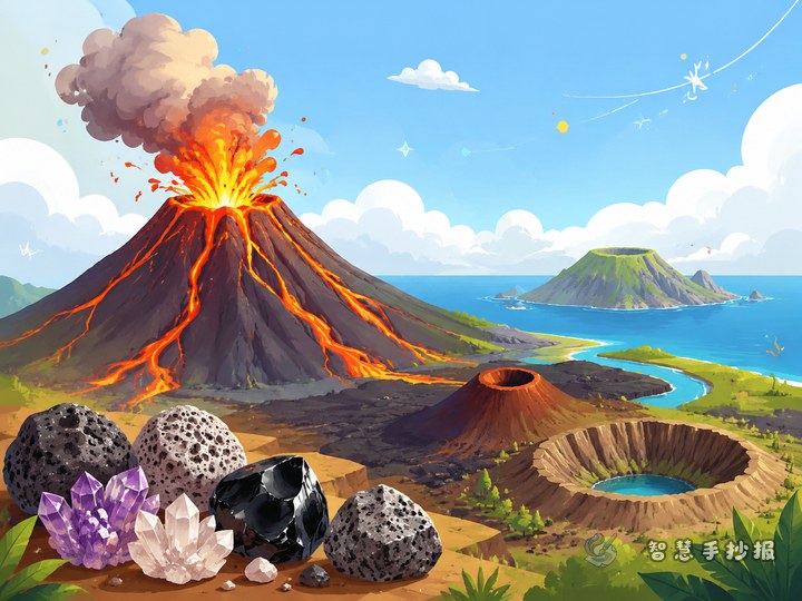 火山喷发形成了哪些地貌手抄报可以怎么设计 - 相关内容封面