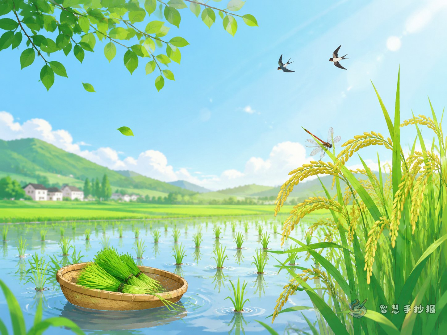 芒种和水稻插秧手抄报写什么内容好？ - 智慧手抄报专题封面图