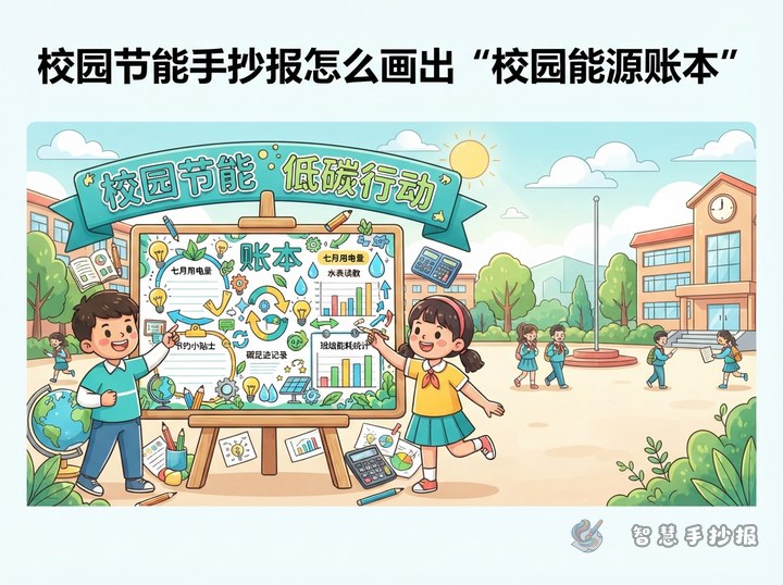 校园节能手抄报怎么画出&ldquo;校园能源账本&rdquo; - 相关内容封面