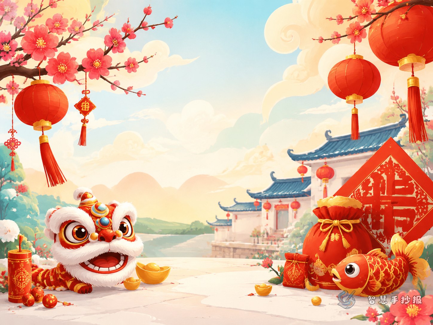 How to Write a Spring Festival Handwritten Newspaper with Origin and Customs - Poster topic cover image