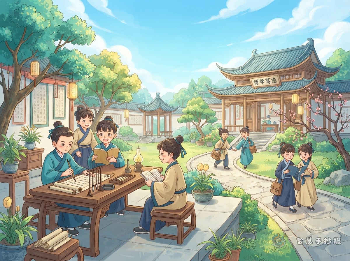 古代书院校训手抄报怎么设计才有求学精神 - 智慧手抄报专题封面图
