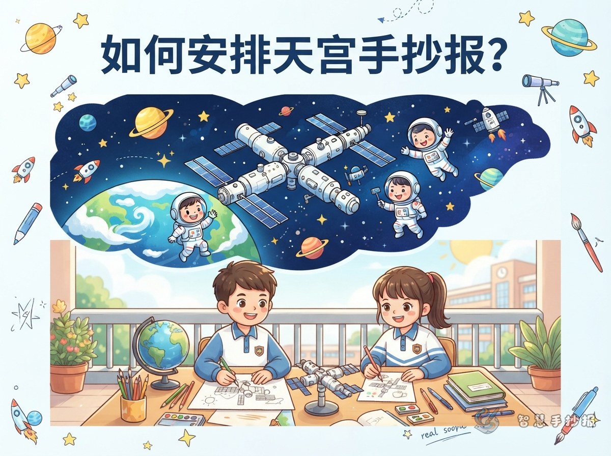中国空间站天宫手抄报内容怎么安排？ - 智慧手抄报专题封面图