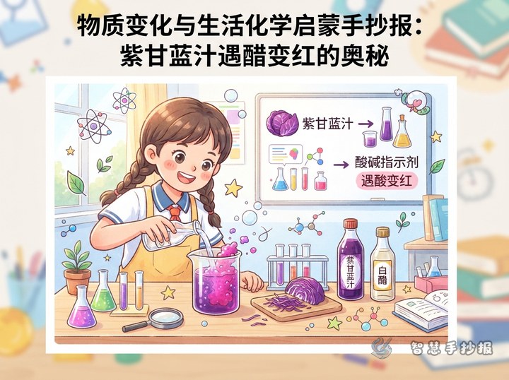Why Does Purple Cabbage Juice Turn Red in Vinegar? Make a pH Indicator Poster - Poster line art preview