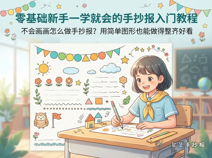不会画画怎么做手抄报？用简单图形也能做得整齐好看 - 相关内容封面