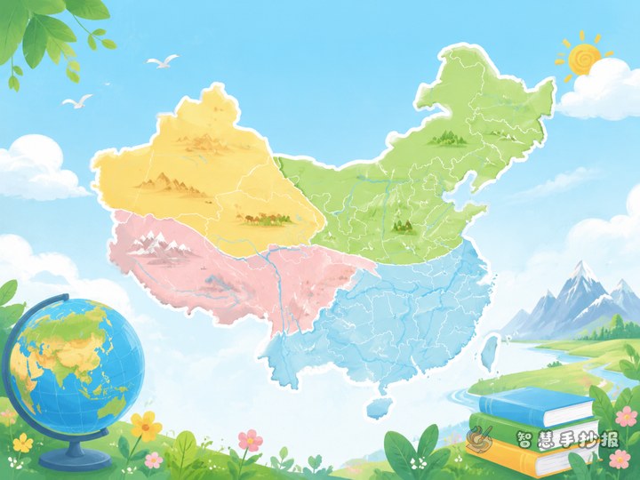 中国地图上四大地理分区手抄报可以写什么 - 相关内容封面