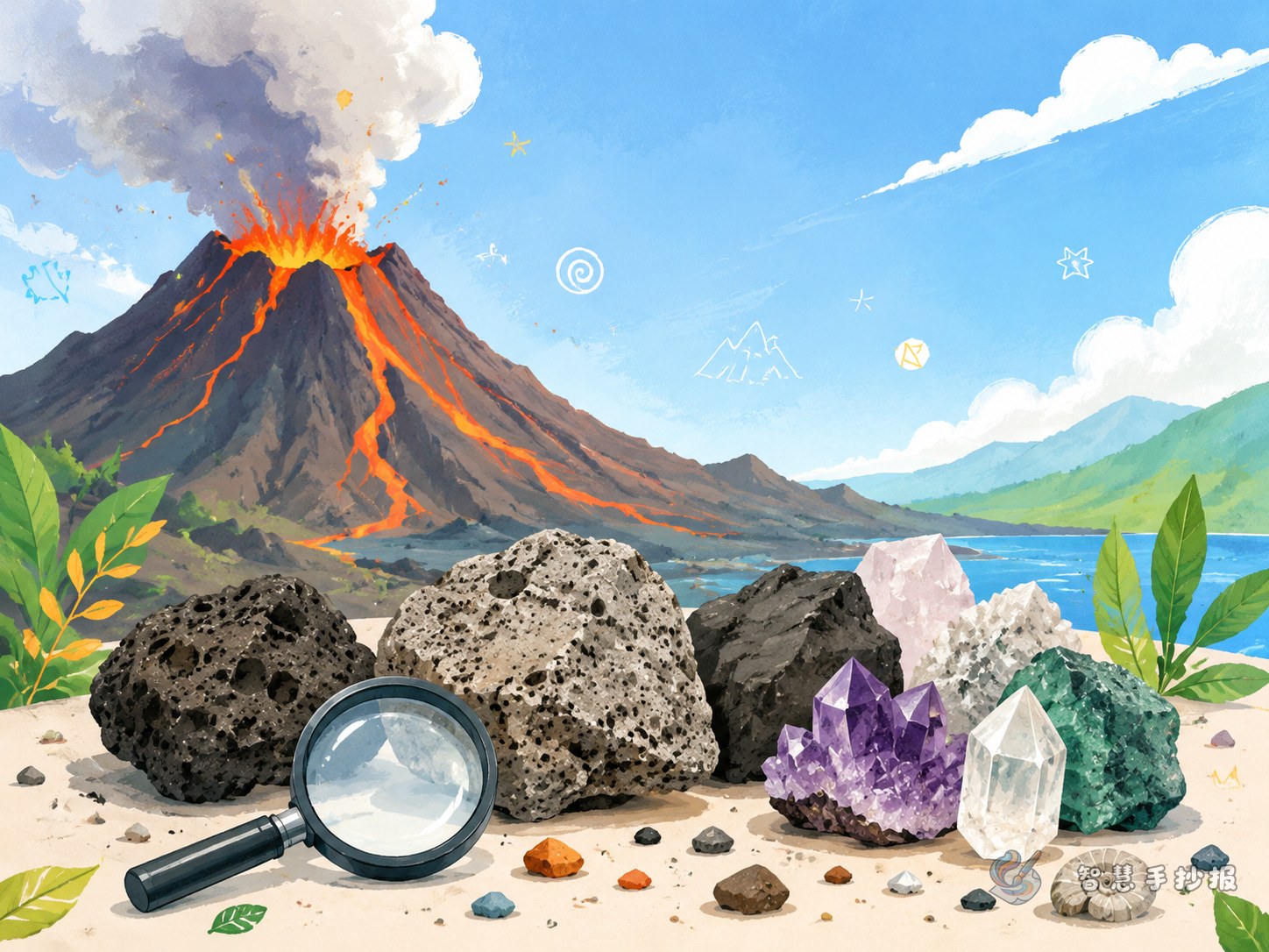 火山岩和矿物手抄报写什么内容更容易拿高分 - 智慧手抄报专题封面图