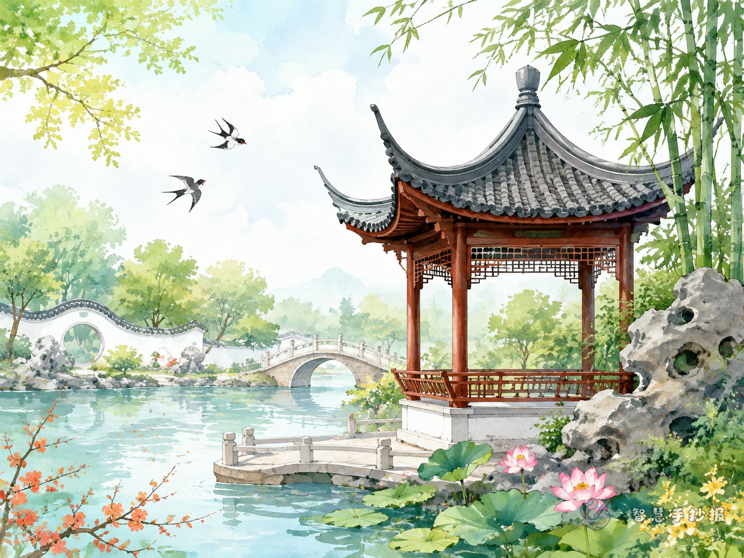How to Draw a Chinese Garden Pavilion Handwritten Newspaper - Poster topic cover image