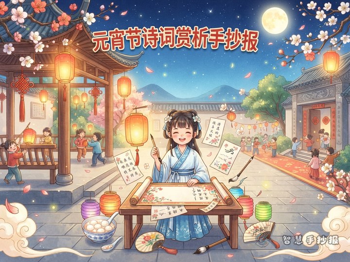 元宵节诗词赏析手抄报适合选哪些诗句？ - 相关内容封面