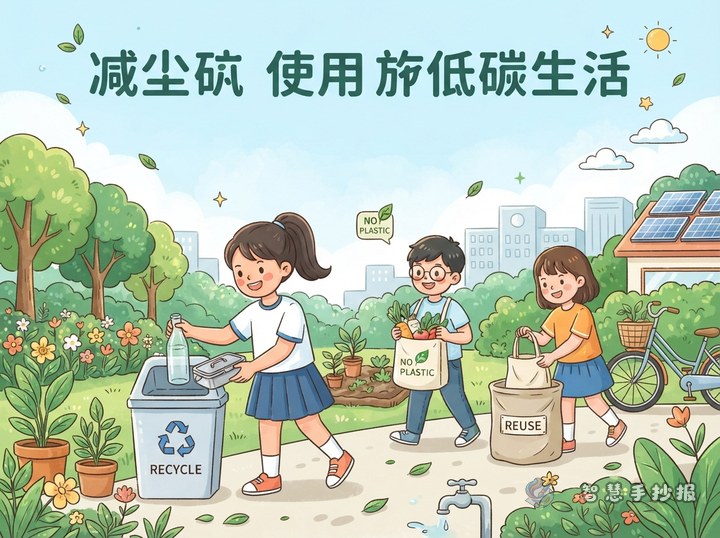 减少塑料使用手抄报可以写哪些低碳生活内容 - 相关内容封面