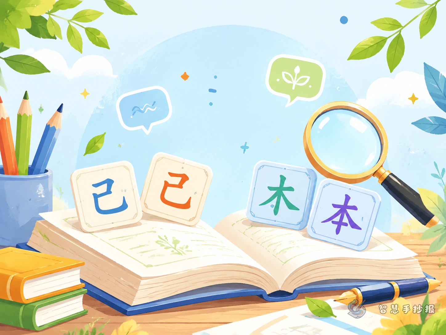 同音字和形近字手抄报怎么做？内容写什么更清楚 - 智慧手抄报专题封面图