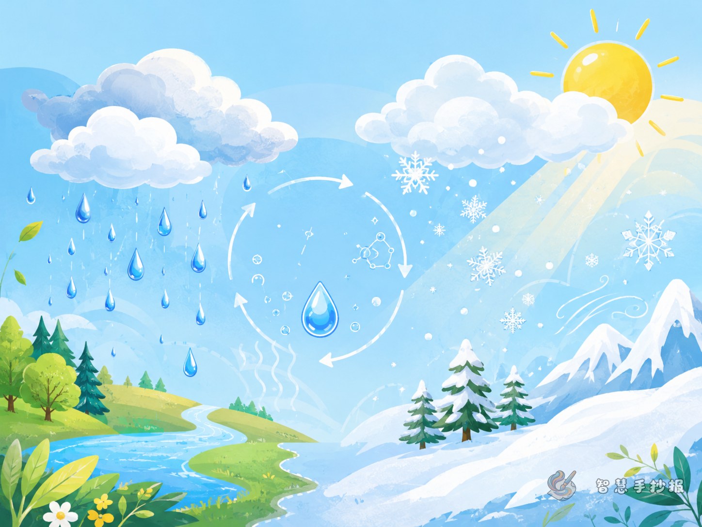 为什么会下雨下雪手抄报怎么设计更容易拿高分 - 智慧手抄报专题封面图