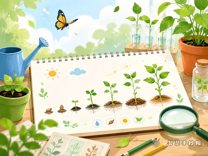 How Can I Make a Plant Growing Observation Poster Clear? - Sketch cover for Plant Growing and Observation Record Handwritten Newspaper