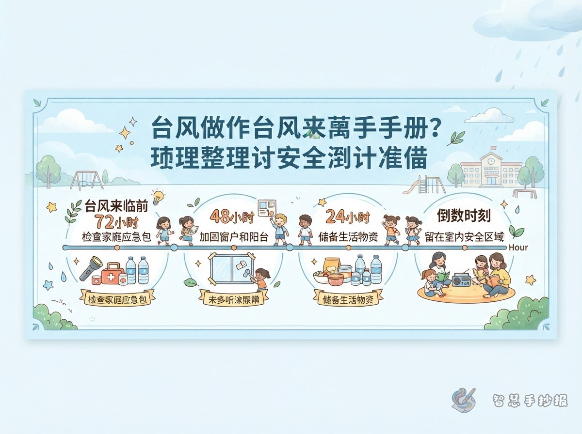 台风来临前手抄报怎么做？用倒计时时间轴整理避险准备 - 智慧手抄报专题封面图
