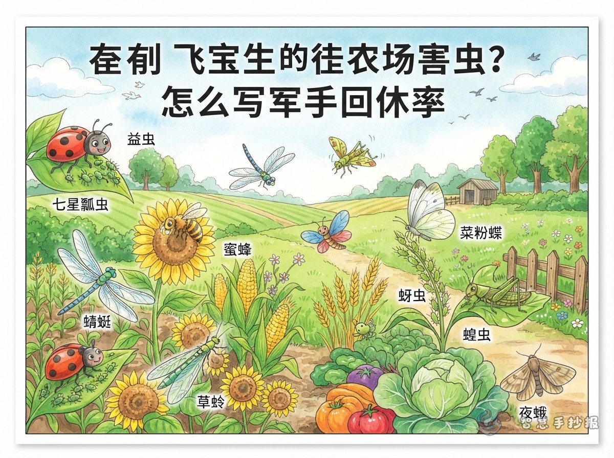 农田里会飞的昆虫都是害虫吗？手抄报怎么写 - 智慧手抄报专题封面图