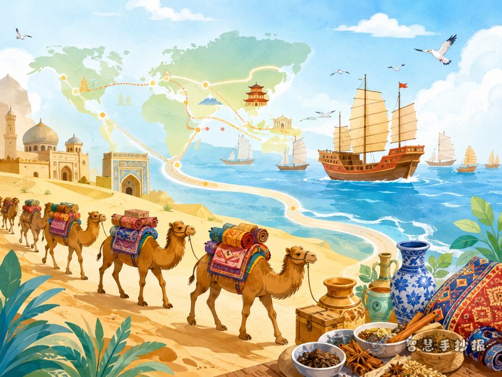 How to Design a Silk Road Poster About East-West Connections - Poster line art preview