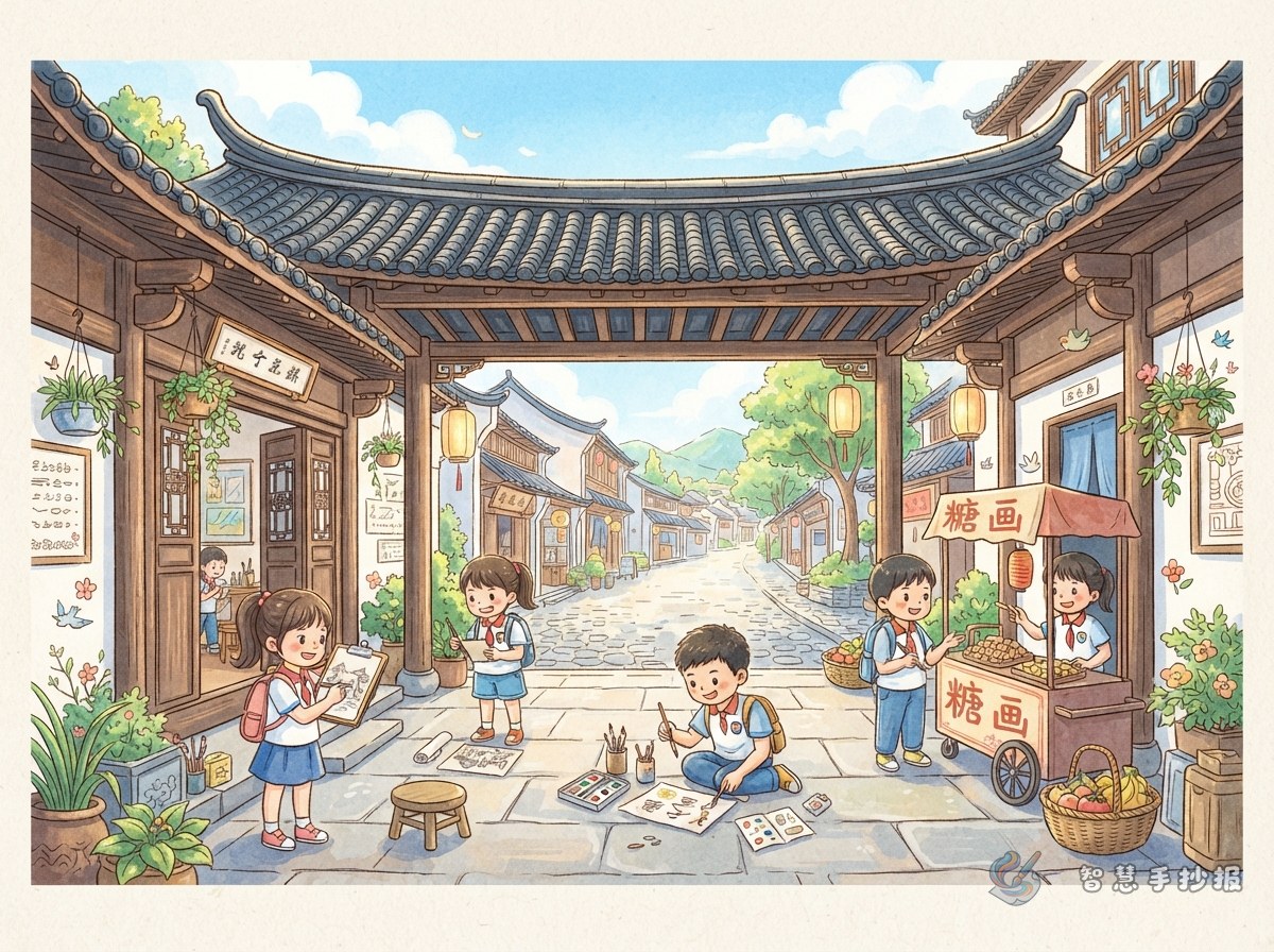 How to Draw an Ancient-Town Architecture Handwritten Newspaper with a Sense of Daily Life - Poster topic cover image