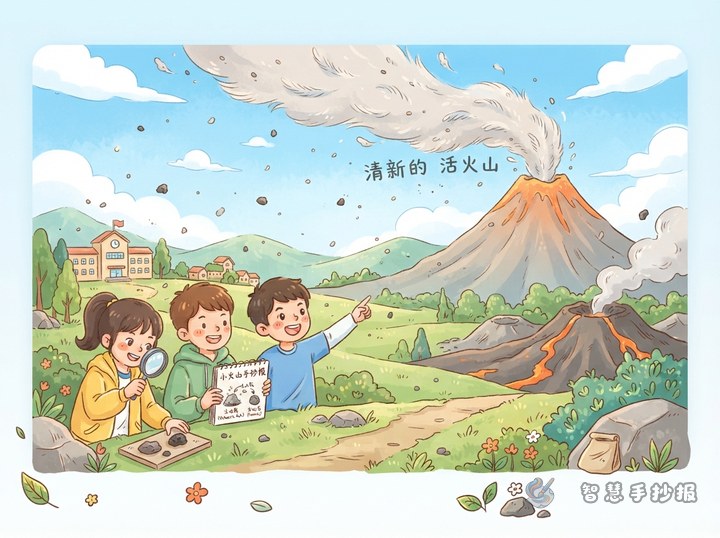 What Is Volcanic Ash? Handwritten Newspaper Content and Layout Ideas - Preview of Volcanic Landforms, Rocks, and Minerals Handwritten Newspaper series