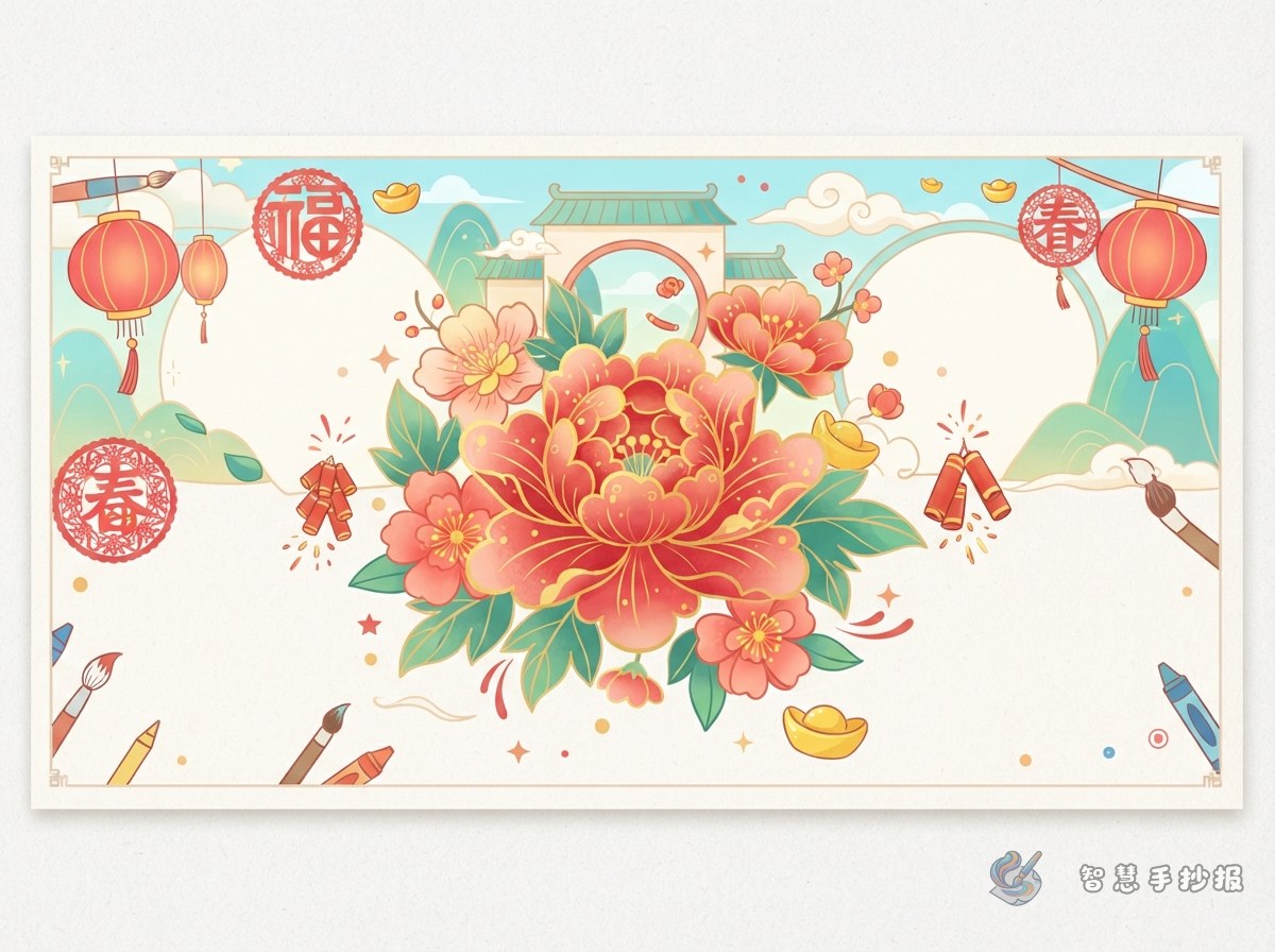 What Does a Peony Mean on a Spring Festival Handwritten Poster? - Poster topic cover image