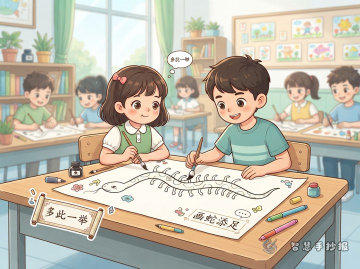 画蛇添足手抄报怎么设计才能把&ldquo;多此一举&rdquo;讲明白 - 相关内容封面