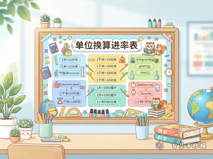 单位换算进率表怎么画手抄报：一张表记住常用单位 - 相关内容封面